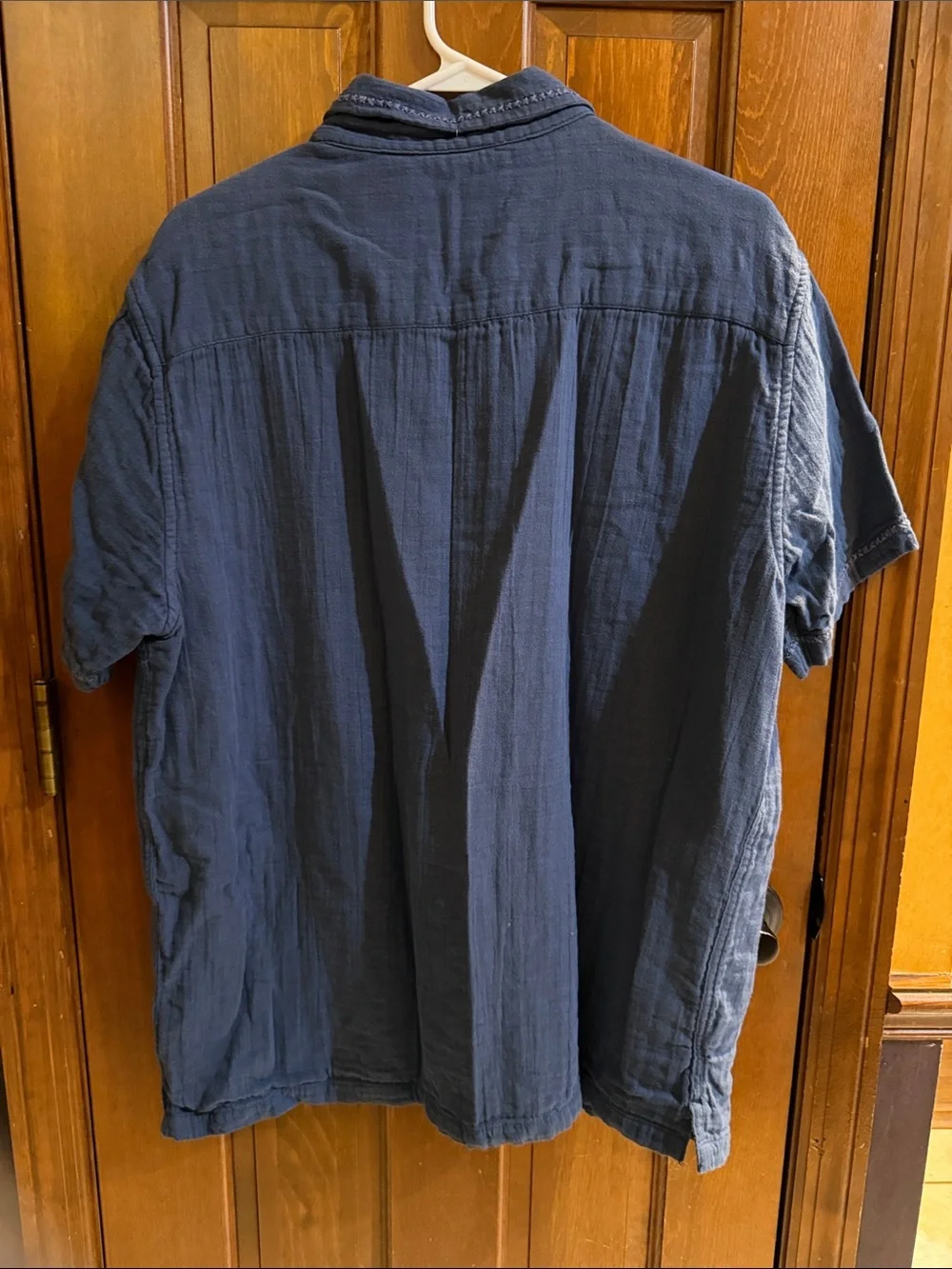 Aeropostale Aero Impact Blue Embroidered Floral Gauze Camp Shirt L